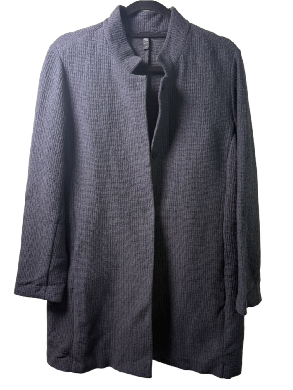 Eileen Fisher Navy Textured Open-Front Trench Coat
